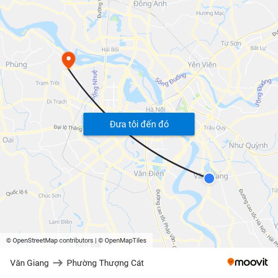 Văn Giang to Phường Thượng Cát map