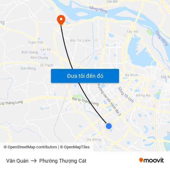 Văn Quán to Phường Thượng Cát map