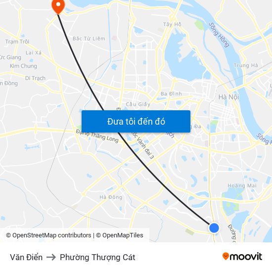 Văn Điển to Phường Thượng Cát map