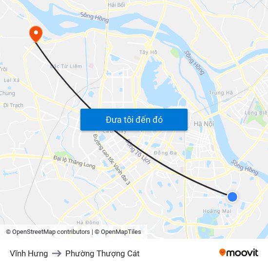 Vĩnh Hưng to Phường Thượng Cát map