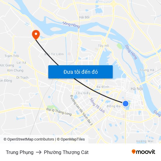 Trung Phụng to Phường Thượng Cát map