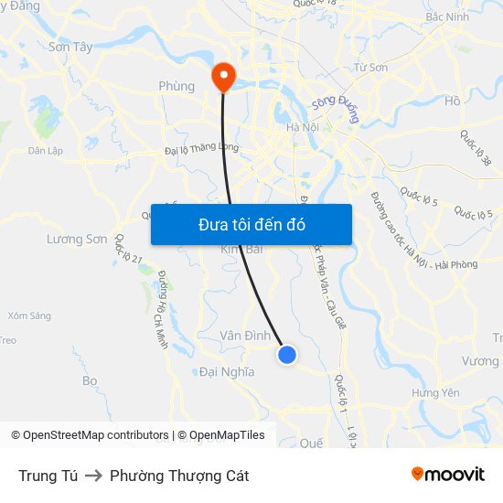 Trung Tú to Phường Thượng Cát map