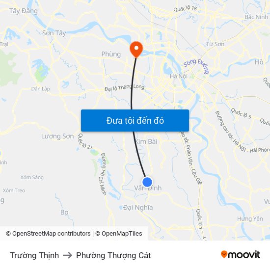 Trường Thịnh to Phường Thượng Cát map