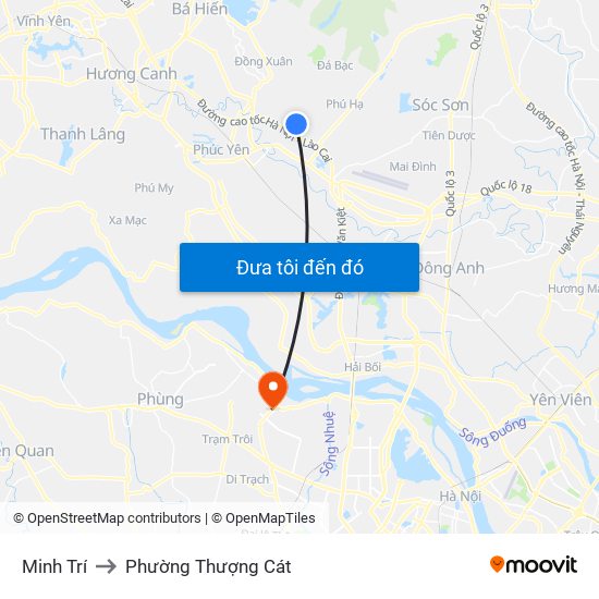 Minh Trí to Phường Thượng Cát map