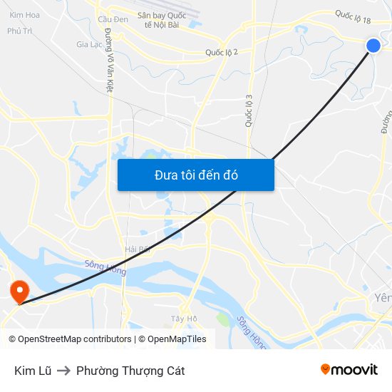 Kim Lũ to Phường Thượng Cát map