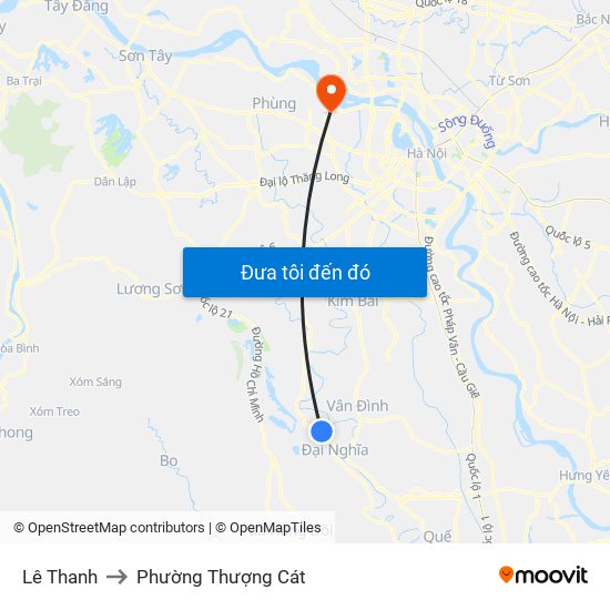 Lê Thanh to Phường Thượng Cát map