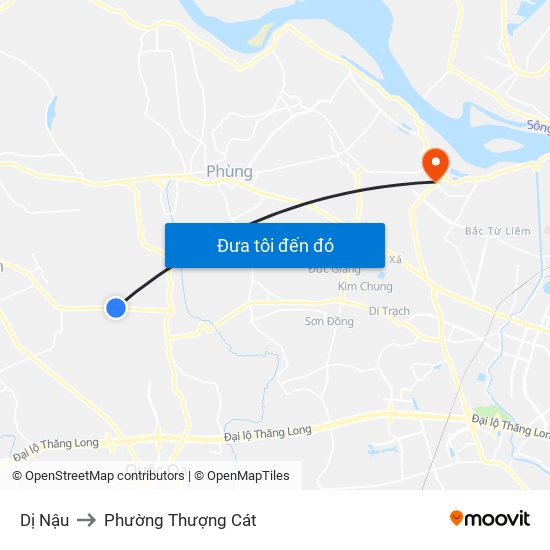 Dị Nậu to Phường Thượng Cát map