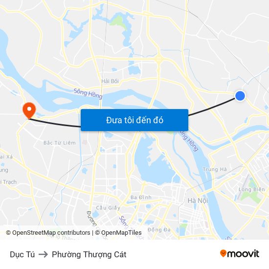 Dục Tú to Phường Thượng Cát map