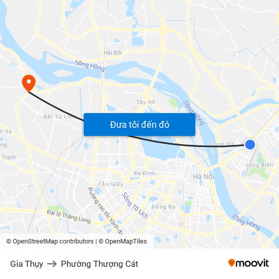 Gia Thụy to Phường Thượng Cát map