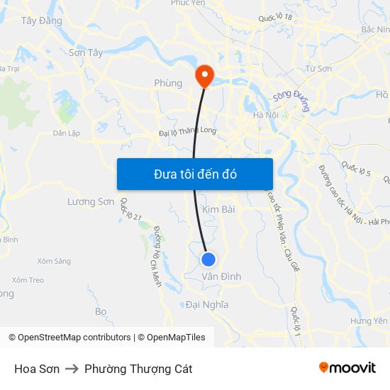 Hoa Sơn to Phường Thượng Cát map