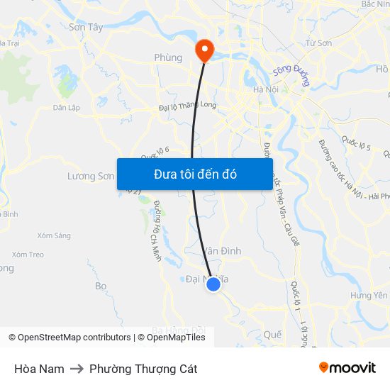 Hòa Nam to Phường Thượng Cát map