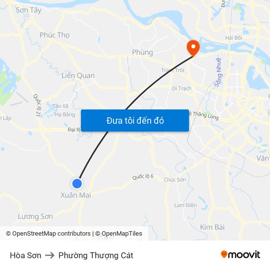 Hòa Sơn to Phường Thượng Cát map