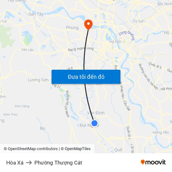 Hòa Xá to Phường Thượng Cát map