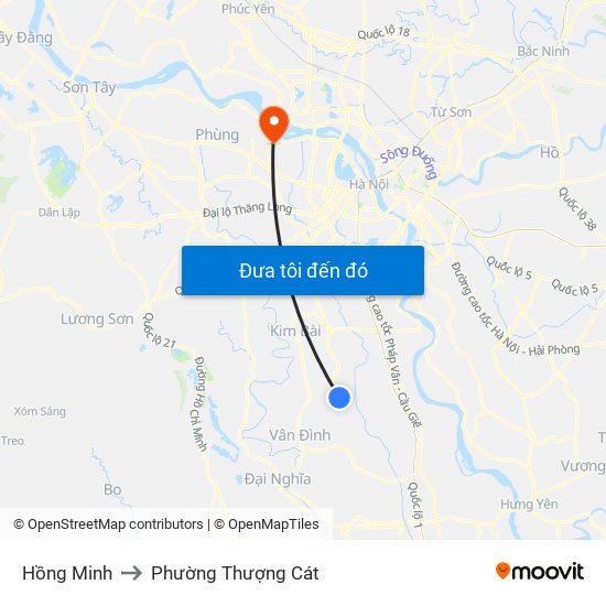 Hồng Minh to Phường Thượng Cát map