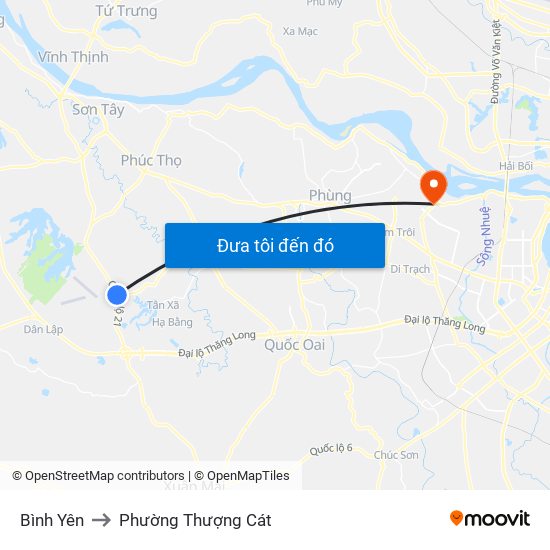 Bình Yên to Phường Thượng Cát map