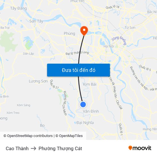 Cao Thành to Phường Thượng Cát map