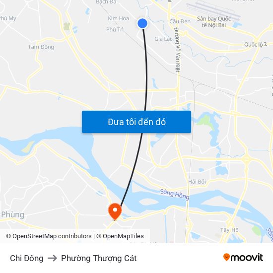 Chi Đông to Phường Thượng Cát map