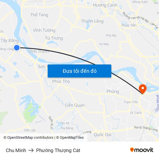 Chu Minh to Phường Thượng Cát map