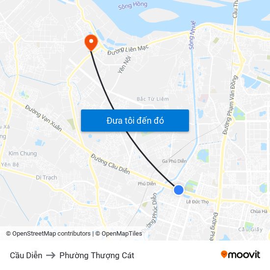 Cầu Diễn to Phường Thượng Cát map