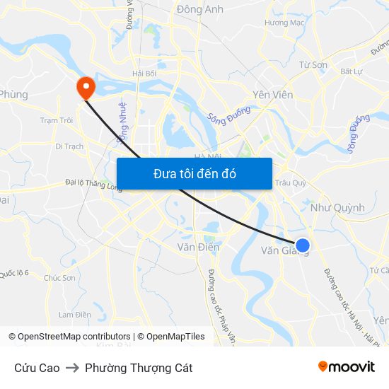 Cửu Cao to Phường Thượng Cát map