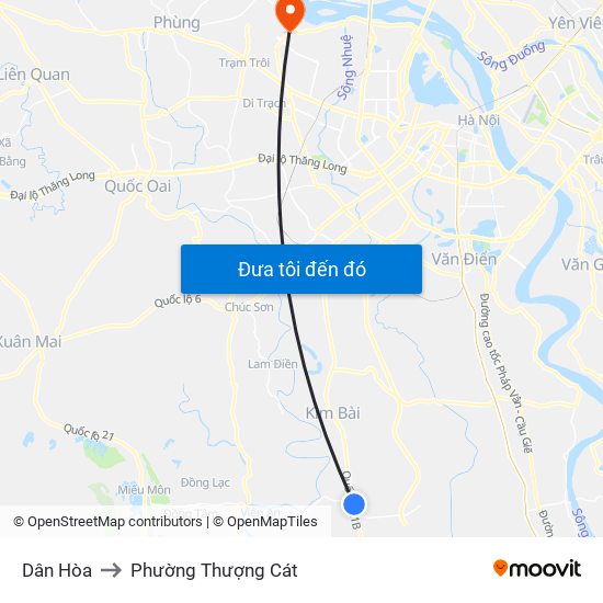 Dân Hòa to Phường Thượng Cát map