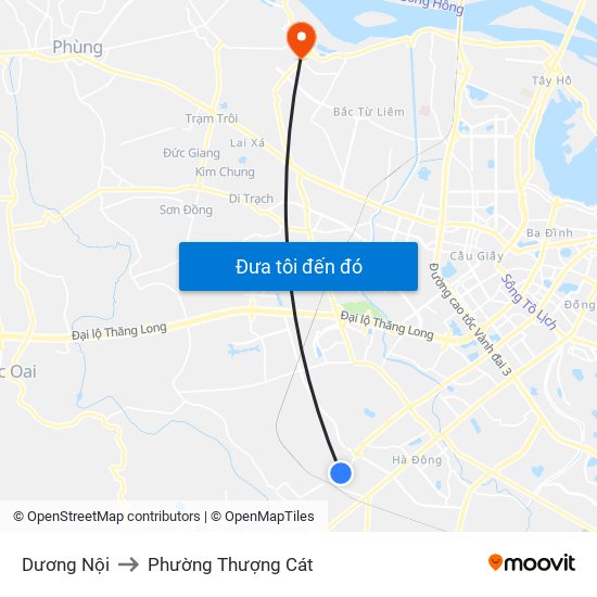 Dương Nội to Phường Thượng Cát map