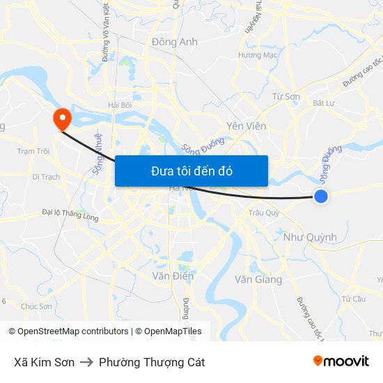 Xã Kim Sơn to Phường Thượng Cát map