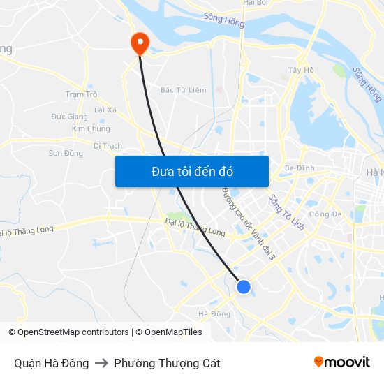 Quận Hà Đông to Phường Thượng Cát map