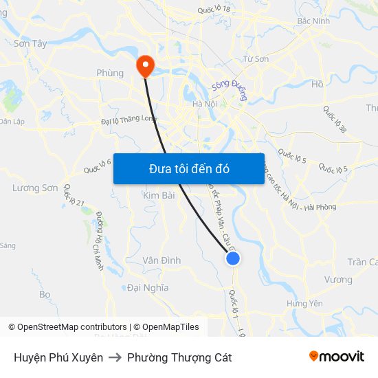 Huyện Phú Xuyên to Phường Thượng Cát map