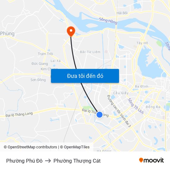 Phường Phú Đô to Phường Thượng Cát map