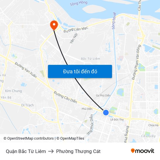 Quận Bắc Từ Liêm to Phường Thượng Cát map