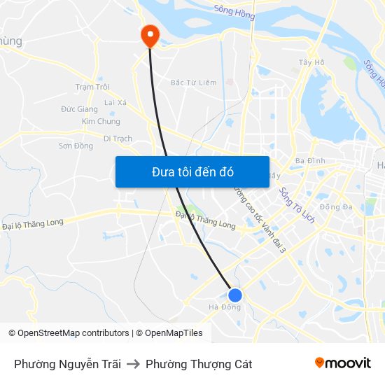 Phường Nguyễn Trãi to Phường Thượng Cát map