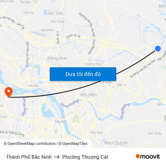 Thành Phố Bắc Ninh to Phường Thượng Cát map