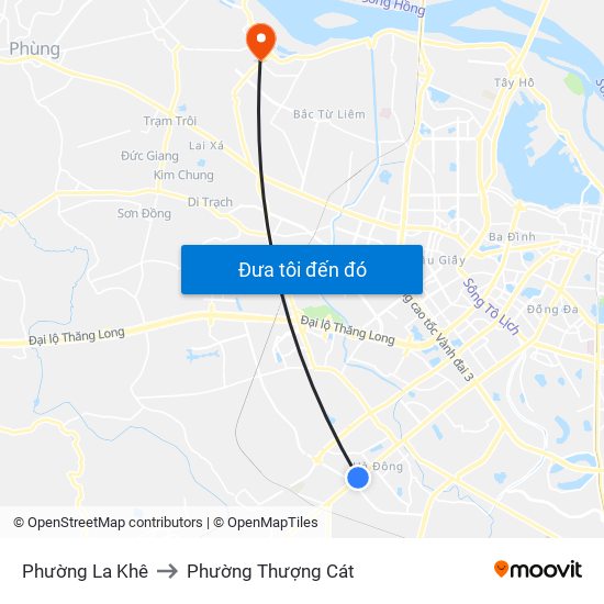 Phường La Khê to Phường Thượng Cát map