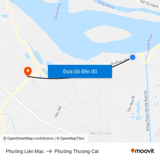 Phường Liên Mạc to Phường Thượng Cát map