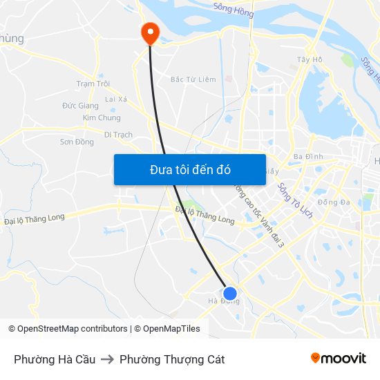 Phường Hà Cầu to Phường Thượng Cát map