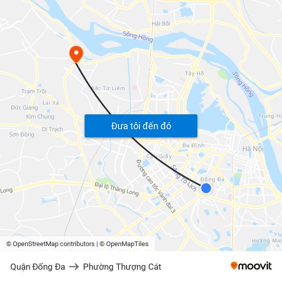 Quận Đống Đa to Phường Thượng Cát map