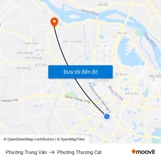 Phường Trung Văn to Phường Thượng Cát map