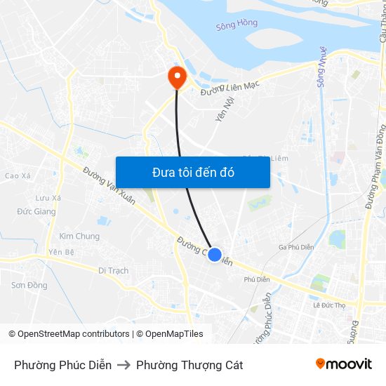 Phường Phúc Diễn to Phường Thượng Cát map