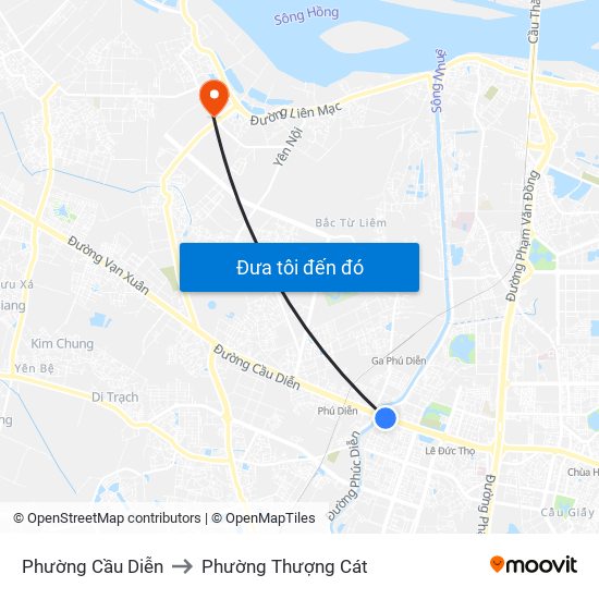 Phường Cầu Diễn to Phường Thượng Cát map