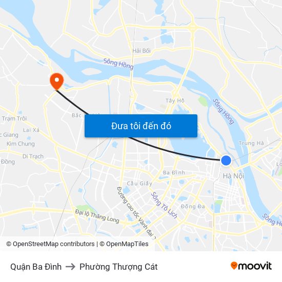 Quận Ba Đình to Phường Thượng Cát map