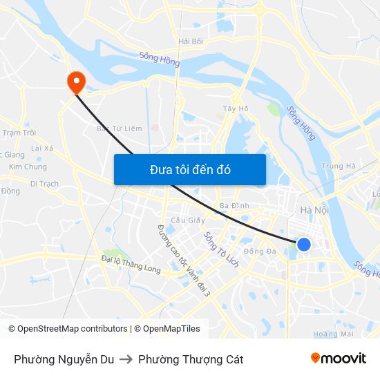 Phường Nguyễn Du to Phường Thượng Cát map