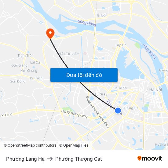 Phường Láng Hạ to Phường Thượng Cát map