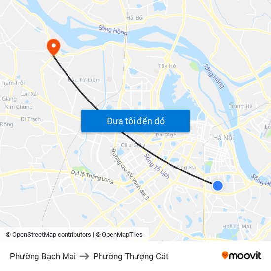 Phường Bạch Mai to Phường Thượng Cát map