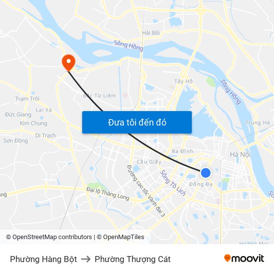 Phường Hàng Bột to Phường Thượng Cát map