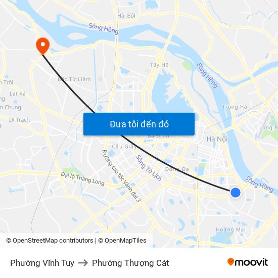 Phường Vĩnh Tuy to Phường Thượng Cát map