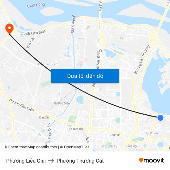 Phường Liễu Giai to Phường Thượng Cát map
