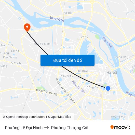 Phường Lê Đại Hành to Phường Thượng Cát map