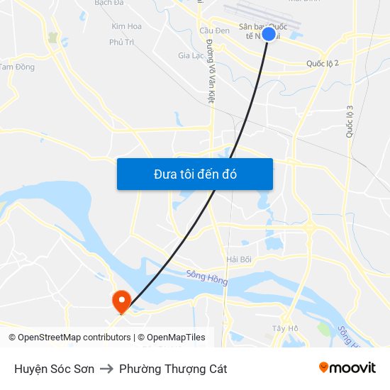 Huyện Sóc Sơn to Phường Thượng Cát map