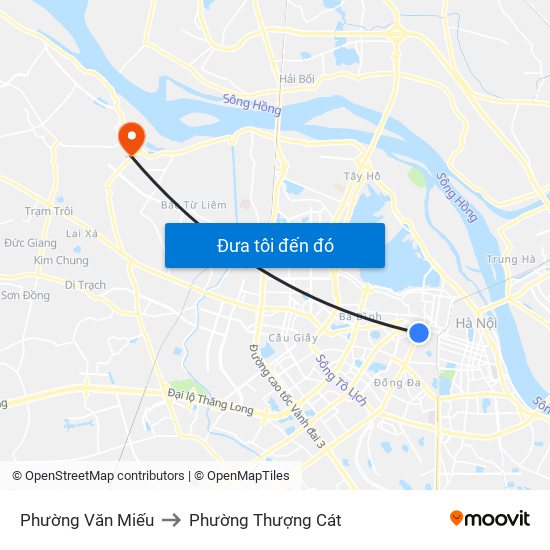 Phường Văn Miếu to Phường Thượng Cát map